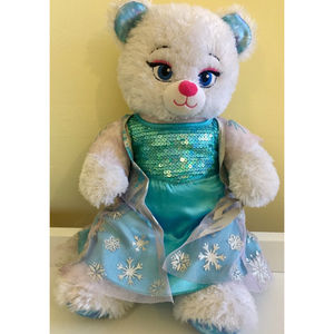 BAB Build-A-Bear Disney Frozen Elsa Teddy Bear 17” Plush White Sparkle